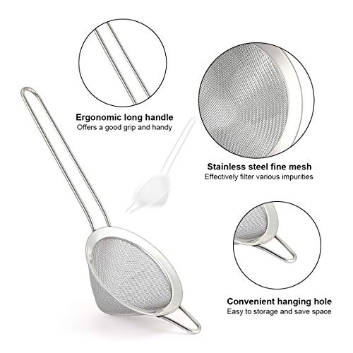 AIEVE Cocktail Zeef, 2 Pack RVS Thee Zeef Bar Zeefzeef, Fijne Mesh Zeef, Conische Zeef met Handvat voor het Filteren van… - Afbeelding 4