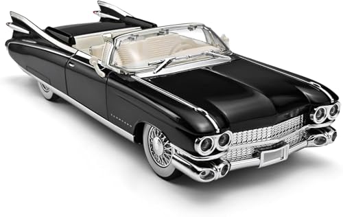 Image of 1:24 Scale Big Cadillac Eldorado Alloy Pickup Car Toy Metal Pull Back Diecast Car with Openable Door and Sound Light, Gifts Toys for Kids【Black】