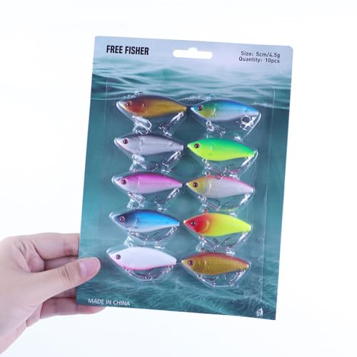 FREE FISHER 10Pcs Fishing Lures VIB Hard Baits Lipless Crankbaits Sinking Lures for Bass Trout Perch Salmon 2in/0.16oz by FREE FISHER - Image 5