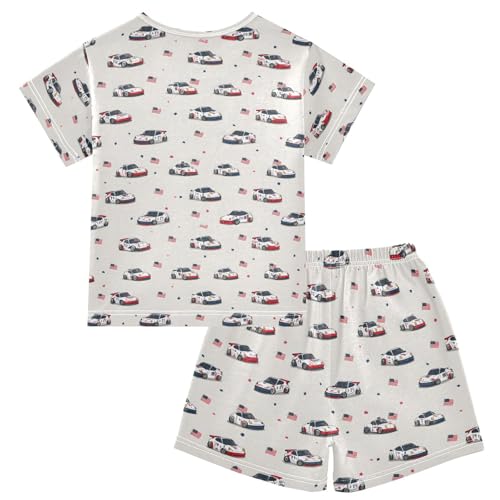 Pajama Sets Falg Racing Car Short Sleeve Summer Sleepwear 2 Piece Pjs2