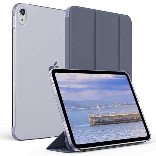 KenKe Case for iPad (A16) 11th Generation 11 Inch 2025, iPad 10th Generation 2022 10.9 Inch, Slim Trifold Stand Smart Case, Hard PC Translucent Back Shell Cover Without Pencil Holder, Purple