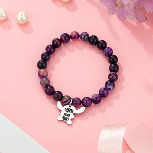 Ohana Means Family Bracelet Natural Stone Beaded Amethyst Bracelets for Womens Inspirational Jewelry Stitch Stuff Gifts for Lover Daughter Mom Niece4