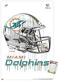 Trends International NFL Miami Dolphins - Drip Helmet 20 Wall Poster, 22.375' x 34', Poster & Mount Bundle