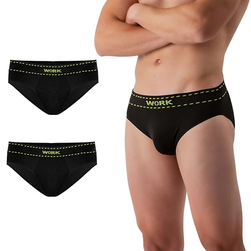 Nologo Work Slip für Herren aus Mikrofaser – technische Sportunterwäsche, elastisch und atmungsaktiv, nahtlos, hergestellt in Italien, Schwarz 2 Stück, Small-Medium