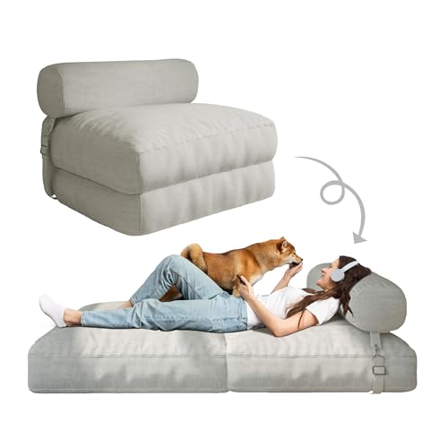 VILAVIFoldable Floor Sofa Bed Folding Bean Bag Bed Sleeper Couch Sofa with Pillow Futon Lazy Couch Bed (Polyester)