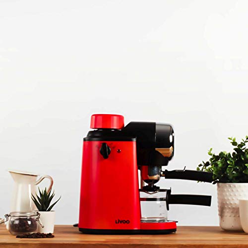 Elektrische Espressomaschine Kaffeemaschine 4 Tassen Espressobereiter Rot Glaskanne (Kleine Cappuccino-Maschine mit… – Bild 3