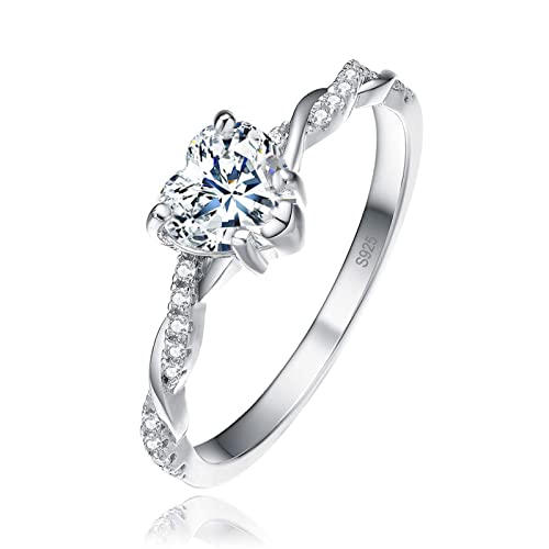 1.25ct Heart Rings for Women - 925 Sterling Silver Promise Rings for Women, Engagement Rings for Women, Cubic Zirconia Ring Size 5-10