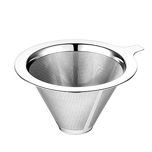 Image of HASTHIP Upgraded Pour Over Coffee Filter, Coffee Dripper, Paperless Mess Stainless Steel Coffee Filter, Maker Two to Four Cup Coffee, Keeping Nature Coffee Flavour, Easy to Use and Clean-M