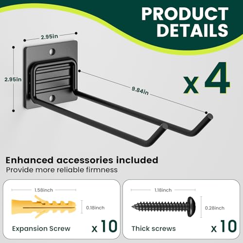 zacurter Garage Hook Garde Tool Wall Hager, Shed Orgaizer for Hagig Tool, 4 Pack Heavy Duty Hook for Shovel, Rake, Broom - Image 5