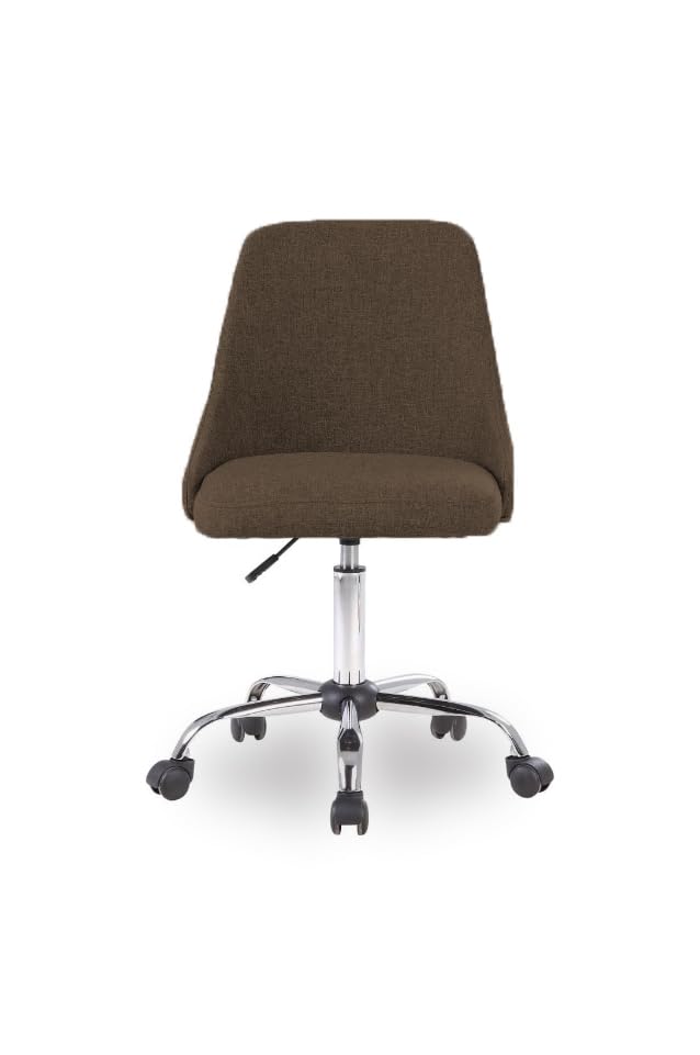 Image of Taskpro Fabric Upholstered Height-Adjustable 360 Swivel Revolving Office Study Desk Chair in Dark Brown Color