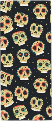 頭蓋骨 部族 レトロ タオル フェイスタオル マイクロファイバー ホテル仕様 ふわふわ 柔らか肌ざわり ハンドタオル 吸水速乾 薄手 バス用品 プレゼント 12x27.5in