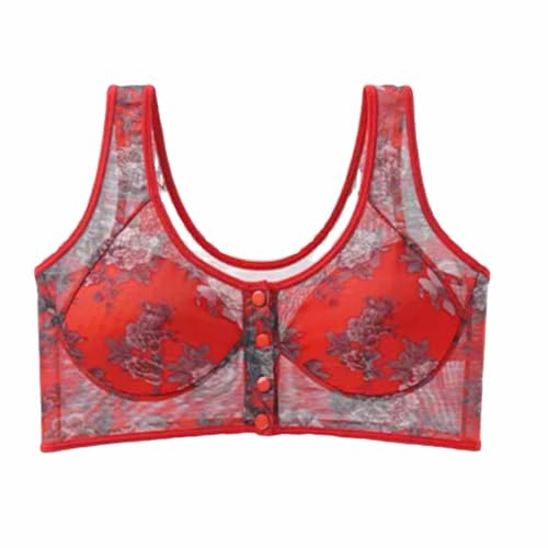 1 brasier de 2 piezas con botones frontales para ancianos, brasier deportivo diario con cierre frontal, brasier de algodón sin varillas, delgado que no deja marcas, talla grande, ropa interior cómoda