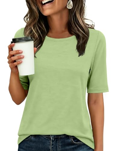 Image of ANRABESS Womens Half Sleeve Tops Crewneck Shirts Basic Fit Work Tee