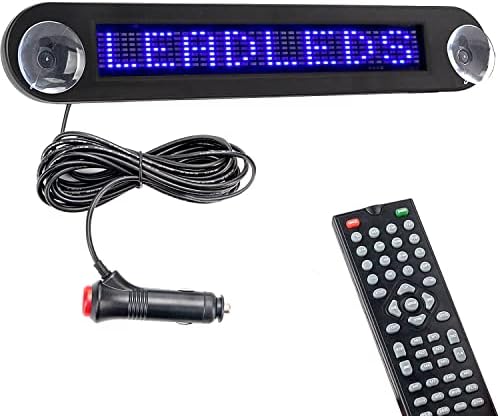 Leadleds Dc 12v Remote Led Car Sign Programmable Scrolling Message Sign Board for Car, Shop, Store (Blue)
