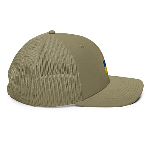 Gorra snapback de camionero verde kaki transpirable con rejilla y parche de Ucrania 5