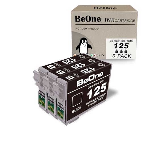 Cartouches Epson 125 T125 reconditionnées BeOne Workforce Stylus noir pack de 3
