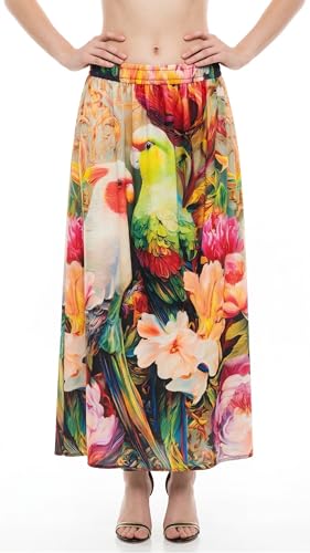 Image of VAGISHA Women's 4-Metre Flared Long Skirt | Skirts for Women Long Length | Long Skirts for Girls | Ethnic & Boho Printed Wear with Elastic Waist | Perfect for Party, Festive & Casual Look
