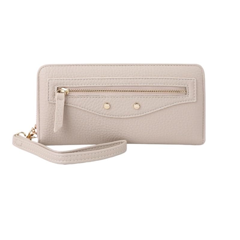 Zipper Women's Long Wallet Women's Patterned Coin Purse(Beige)