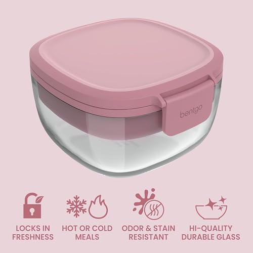 Image of Bentgo Glass Salad Container with Airtight Lid & Leak-Proof Sauce Cup