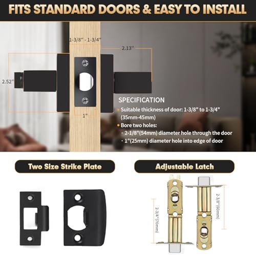 Privacy Door Levers, 5 Pack Oil Rubbed Bronze Door Handles Interior Heavy Duty Bed and Bath Keyless Door Locksets, Reversible for Left Right Handed Doors