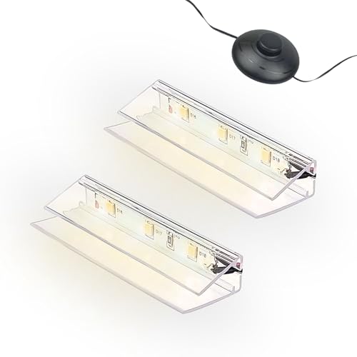 kalb | LED Glaskantenbeleuchtung Ambilux Clip transparent 3000K 5000K 1-10 Sets für Glasböden 4-10mm Fußschalter Glasbodenbeleuchtung erweiterbar um Dimmer/Controller Plug & Play (warmweiß 2er Set)