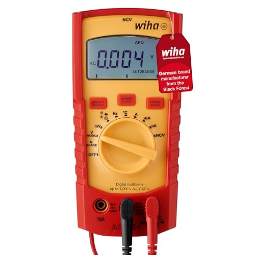 Wiha SB25542 Digital Multimeter 1,000 V AC, CAT IV, Battery Powered, Black