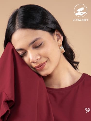 Image of TWIN BIRDS Women Cotton Elastane T-Shirt | Round Neck Casual Everyday Top
