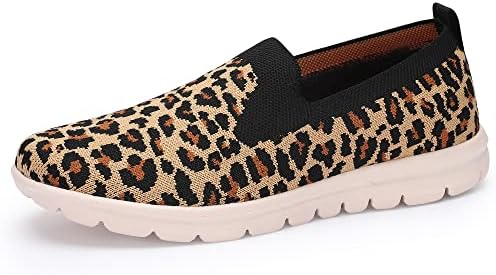 Ballaza Women's Slip On Walking Shoes Sneakers - Comfortable Lightweight Shoes with Breathable Lining Arch Support & Memory Foam Insole for Daily Wear Leopard Size 8.5