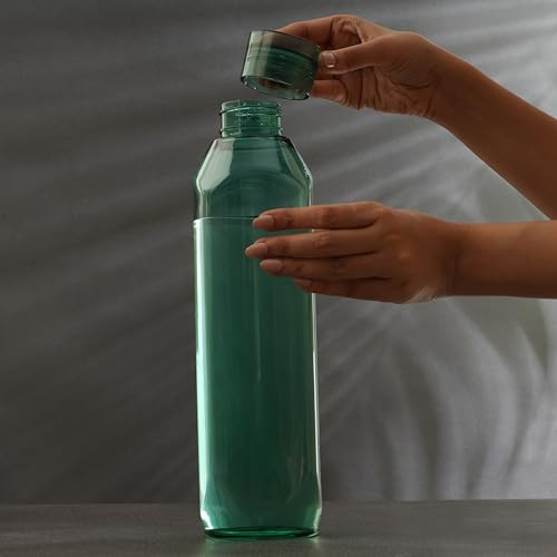 Image of Nayasa Space Plastic Water Bottle 1150 ml | Set of 5 | BPA-Free Fridge Bottle for Home, Office, School, Gym | Leak-Proof & Durable | Green