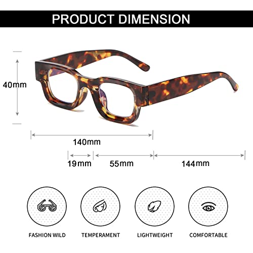 Image of EYLRIM Thick Square Frame Sunglasses for Women Men Chunky Rectangle Polarized Sunglasses UV400 Protection