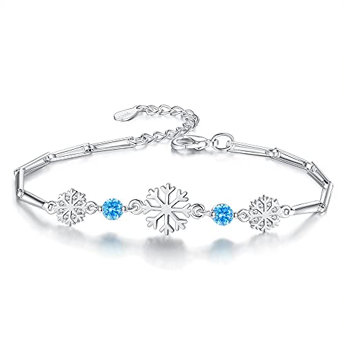 Pulsera copo de nieve de plata joyeria fina para parejas y amigas minimalista