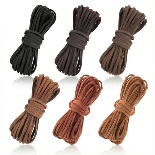 VVQWCY 6 Farben Lederband für Ketten 10m X 3mm Lederbänder Lederschnur