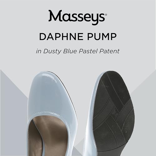 Masseys Women's Daphne Block Heel Dress Pump, 9 W (Wide), Dusty Blue Pastel Patent2