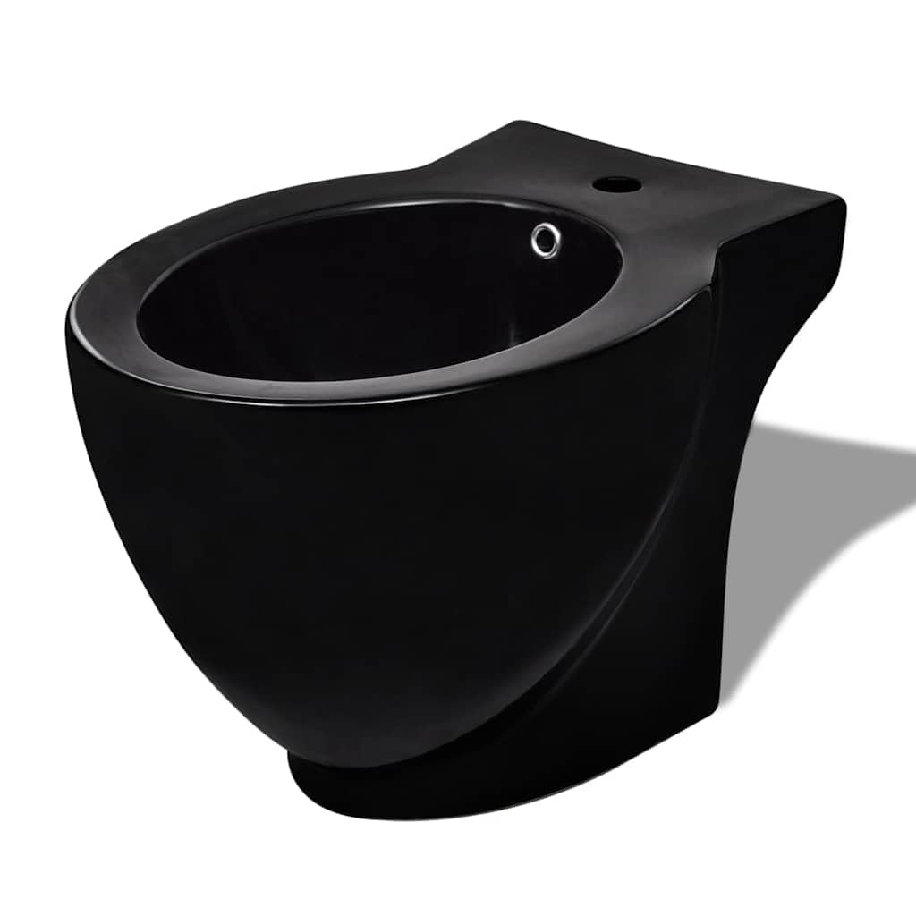 VIDAXL Round Bidet Stand - Black Ceramic - 58 x 40 x 40 cm