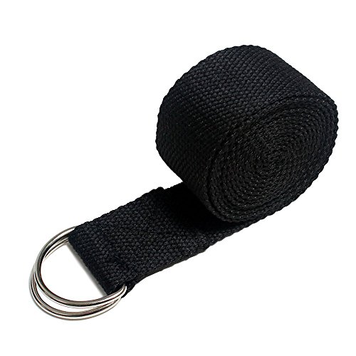 ZZM Yoga Super Douce 6ft Yoga Strap avec D-Ring Parfait pour étirer, Tenir des Poses, améliorer la flexibilité et la thérapie Physique (Noir)