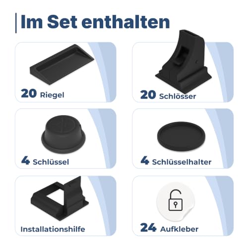 Hoffenbach Magnetische Kindersicherung 20 Schlösser + 4 Schlüssel – Schranksicherung & Schubladensicherung ohne Bohren… – Ansicht 7
