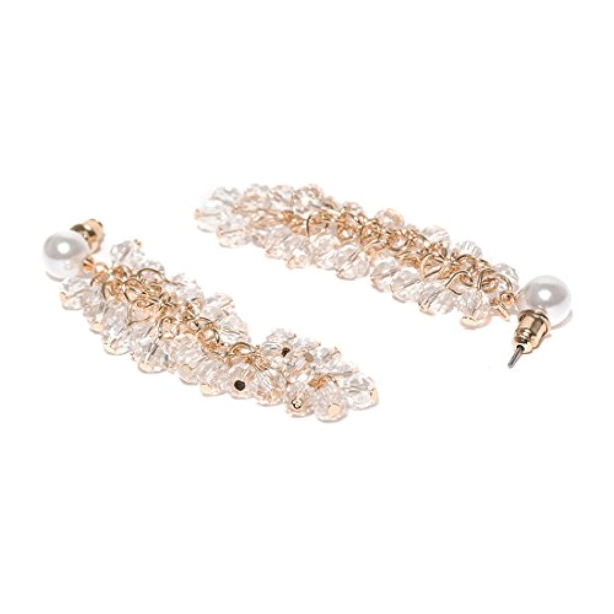 Contemporary Pearl Earrings with Swanky Embedded Beads Plating