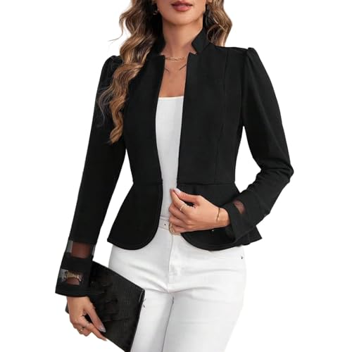 Blazer noir femme manches mesh respirantes pour un style slim de bureau