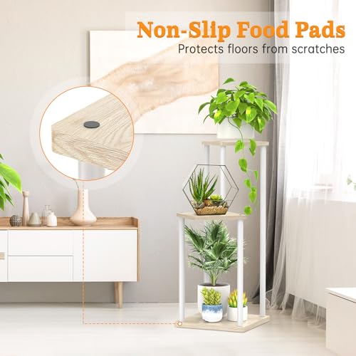 LyTaispuly 3 Tier Plant Stand Indoor, Metal Wood Tiered Corner Plant Stands Tall Holder - Image 4