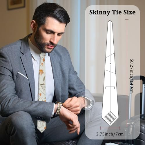 Image of Luckyvestir Mens Tie, Floral Neck Tie, Skinny Ties for Men 2.56'', Flower Printed Cotton Neck tie for Wedding Business Groom