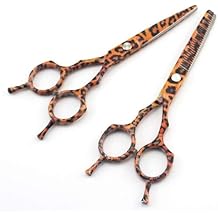 Hair Cutting Scissors,5.5 Inch Professional Hair Shears Set,High-End Leopard Print Hairdressers Hairdressing Texturising Thinning Shears 440C for Home Hair Salon Haircuts