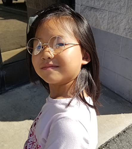 V.W.E. Kids Children Size Hippie Round Circle Lens Lightweight Metal Clear Lens Glasses (Age 3-12)3