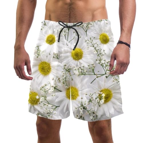 Pantalon court de plage homme marguerites anti humidité maillot bain