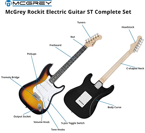 McGrey Rockit guitare électrique ST set complet sunburst - Les Beatles, Paul McCartney, John Lennon, RIngo Starr, George Harrison McGrey Rockit guitare électrique ST set complet sunburst – Image 5