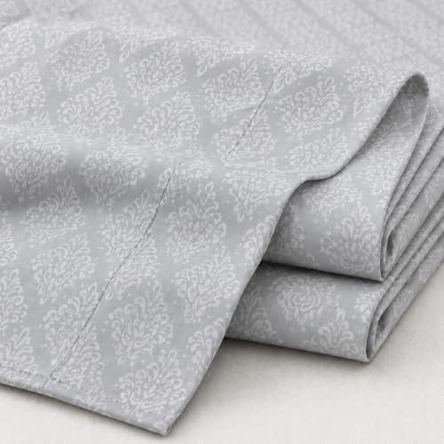 Image of DECOR2ADMIRE 400 TC Cotton Bedsheet with 2 Pillow Covers, Premium Damask Self Design Bed Sheet for Double Bed (Grey, Double King)