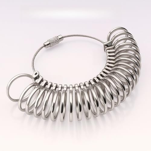 Ferramenta de medição de tamanho de anel com lente de visualização, medidor de anel ajustável para leitura de tamanho fácil e clara