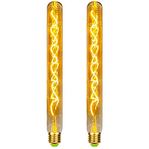 HUSTUNG Edison Vintage Glühbirne E27, E27 LED Vintage Dimmbar 4W T32 LED Flötenrohr Glühbirne E27 Vintage Ideal für Nostalgie und Antike Filament Beleuchtung im Haus,Café,Bar- 2 stück Cover