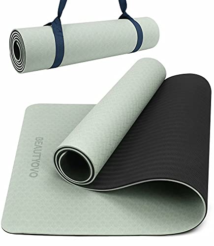 Yogamatte Rutschfest mit Tragegurt, 8mm Extradick Yoga Matte, TPE...