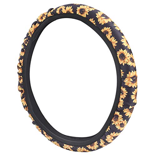 MMABEUTF 車用ステアリングホイールカバー ユニバーサルフィット ネオプレン素材 滑り止めグリップ デザイン オールシーズン使用 (2205)