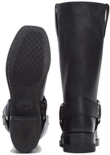 Image of Frye Harness 12R Boots for Men with Oiled-Leather Upper, Siped Outsole with Stacked Leather Heel, and Nickel & Brass Hardware - 12 inch Shaft Height